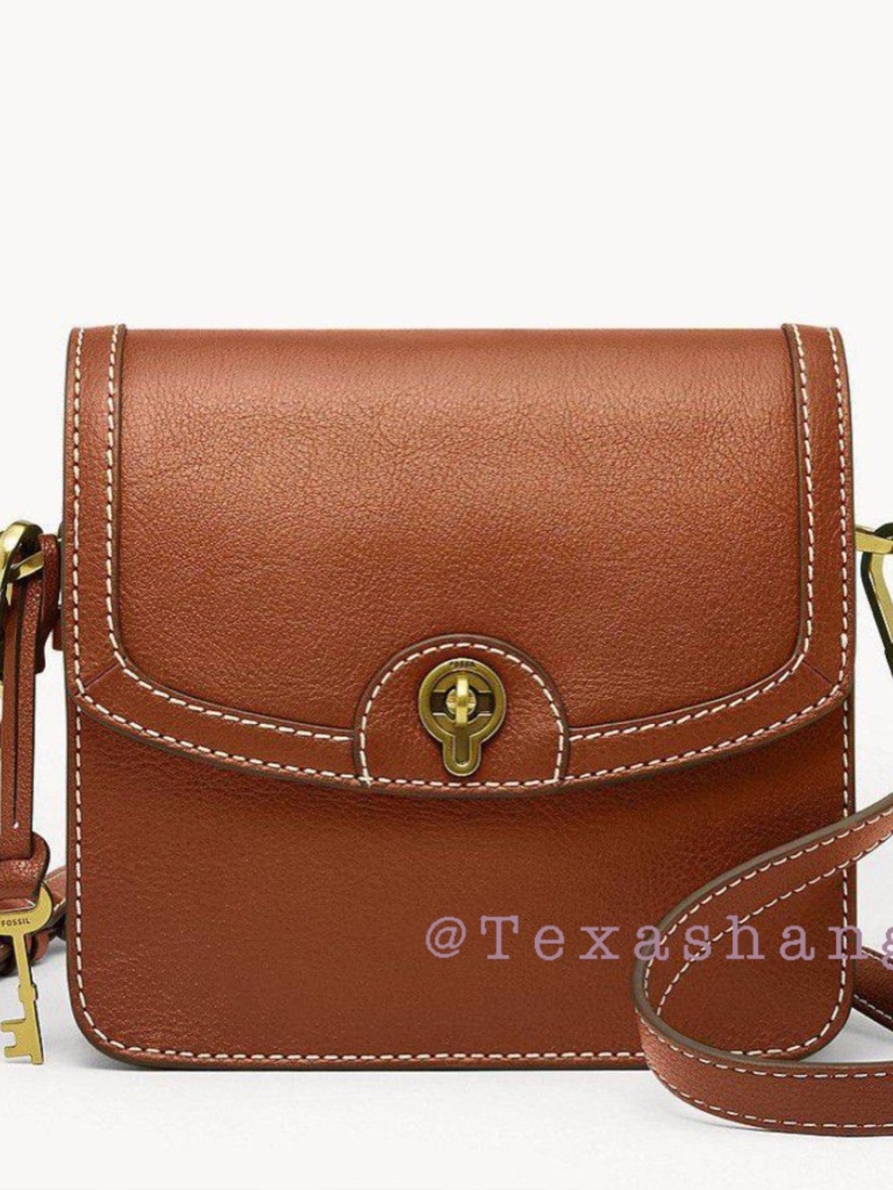 Fossil NWT Ainsley Small Flap Crossbody Medium Brown